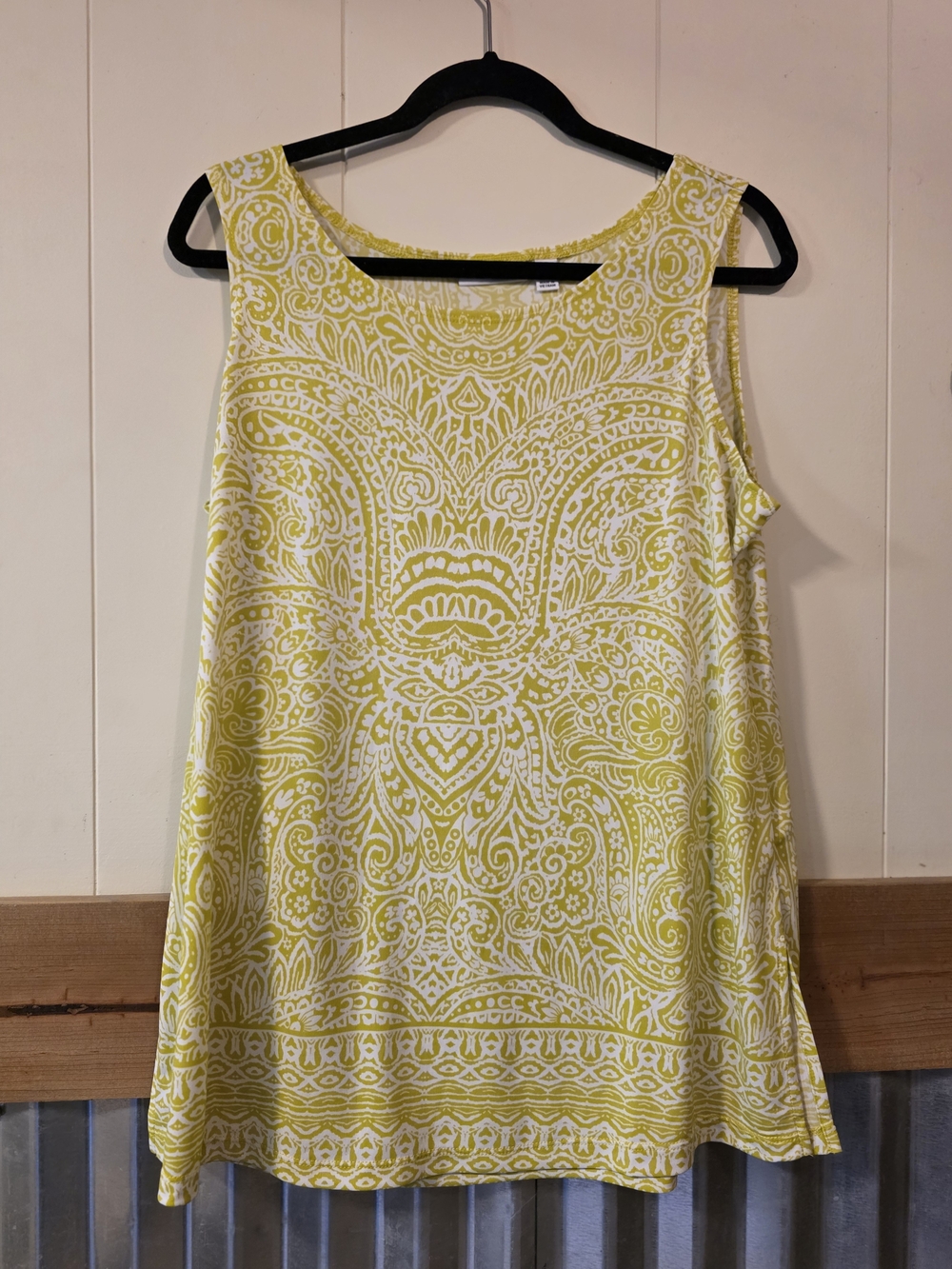 Susan Graver Yellow and White Paisley Tank